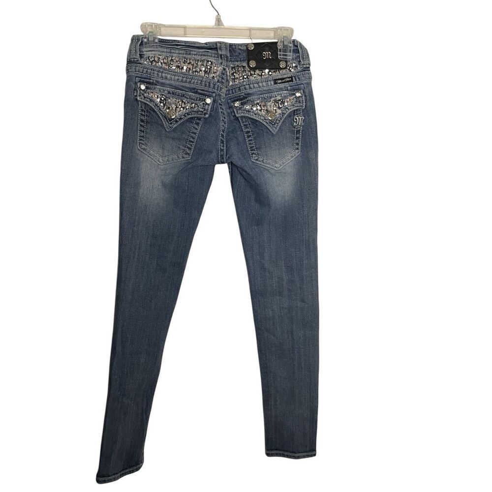 Miss Me Embellished Rhinestone Logo Back Signature Skinny Jeans Size 26